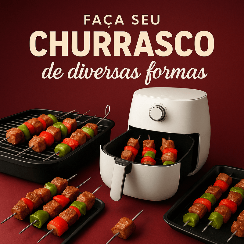 Estacas GrillFryer™ + BÔNUS ESPECIAL — Churrasco de Verdade na Sua Air Fryer (Exclusivo Praince)